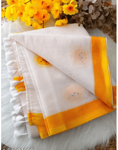 Comfortable Soft Lilen Saree for Women | New Trending Design with Elegant Print | Lightweight & Breathable Daily Wear Saree for Office, Festive Events & Casual Outings | Stylish Lilen Fabric Saree