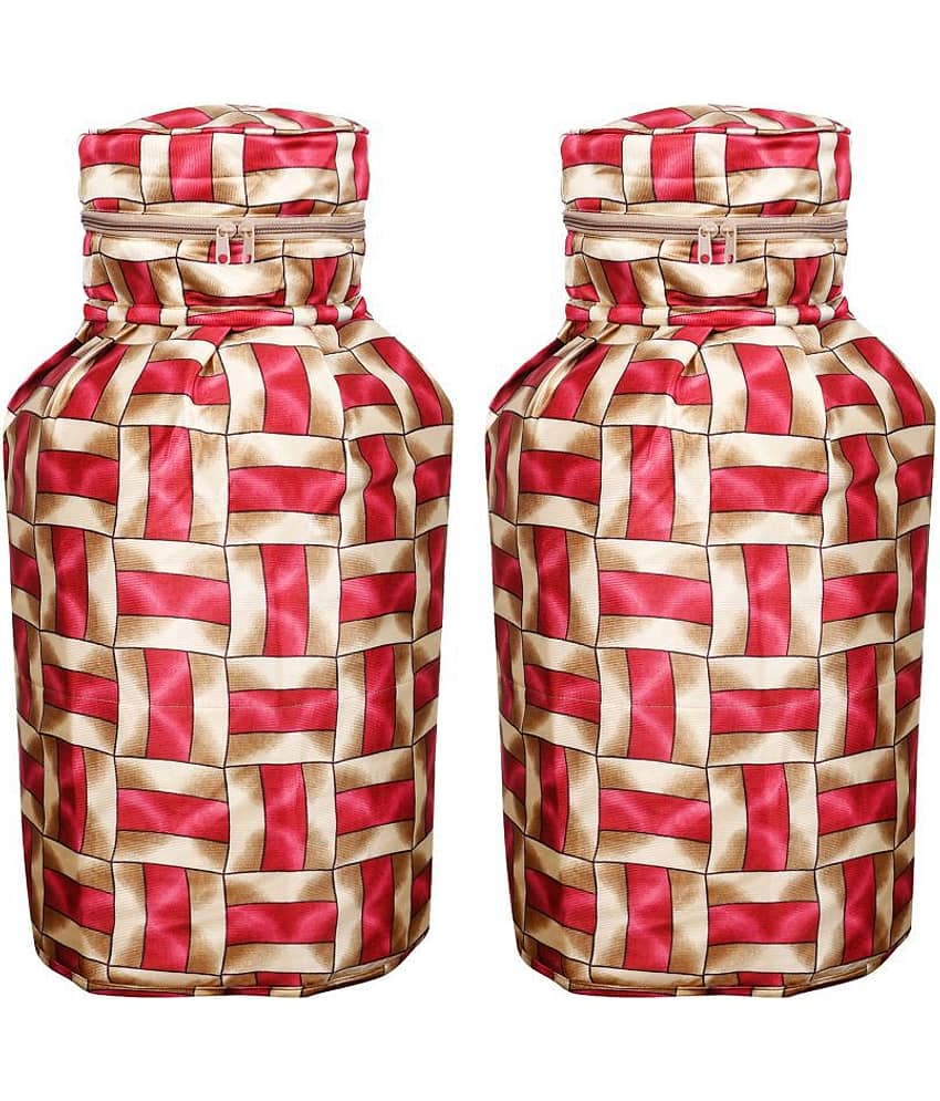 E-Retailer Set of 2 Polyester Red Cylinder Cover