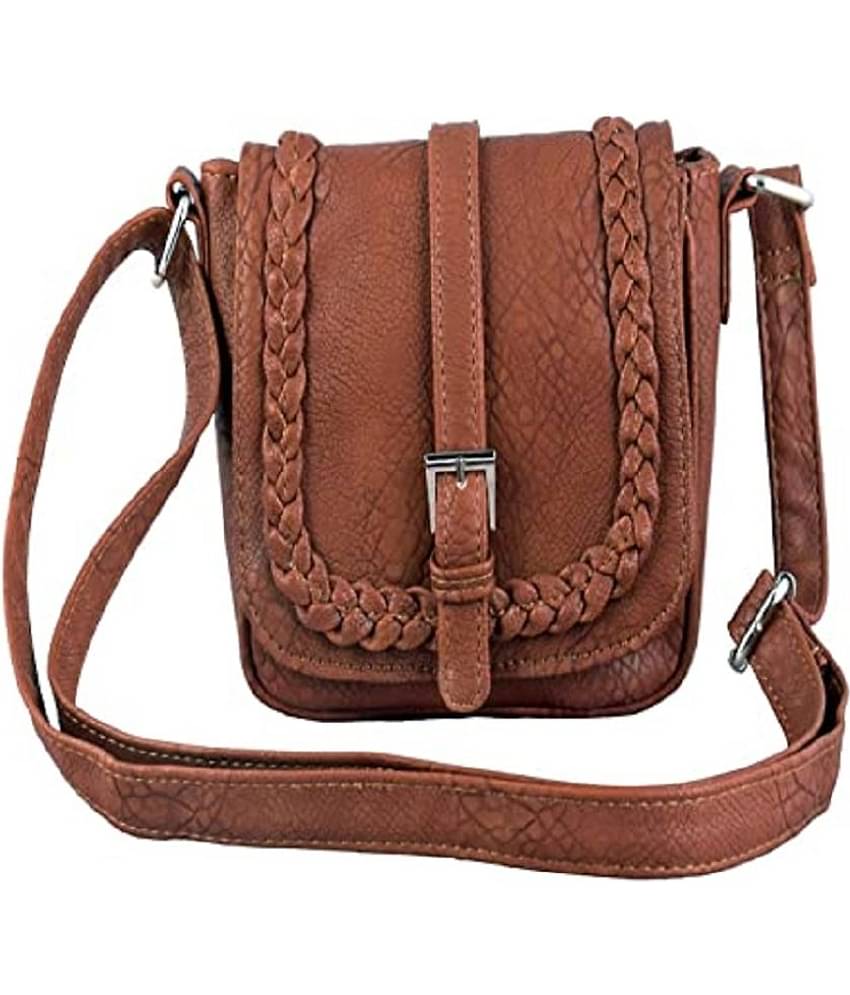 SAKWOODS Sling Bag PU Set of 1 ( Brown )