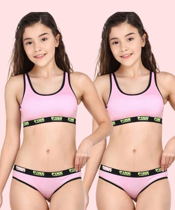 Girls Pink Trendz Lingerie Combo Set (Pack of 2)-14-15YEARS / PINK