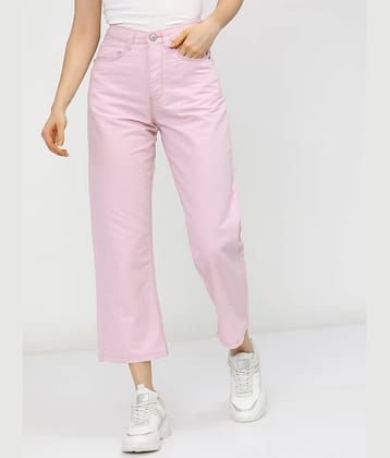 Tokyo Talkies Women's Wide Leg Mid-Rise Jeans ( Pink )