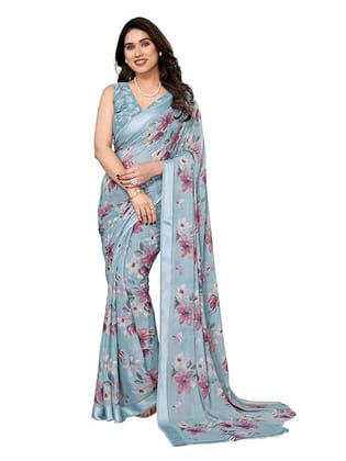 RAJESHWAR FASHION WITH RF Women's Bright Moss Silk Digital Printed Saree RAJESHWAR FASHION WITH RF Women's Bright Moss Silk Digital Printed Saree
