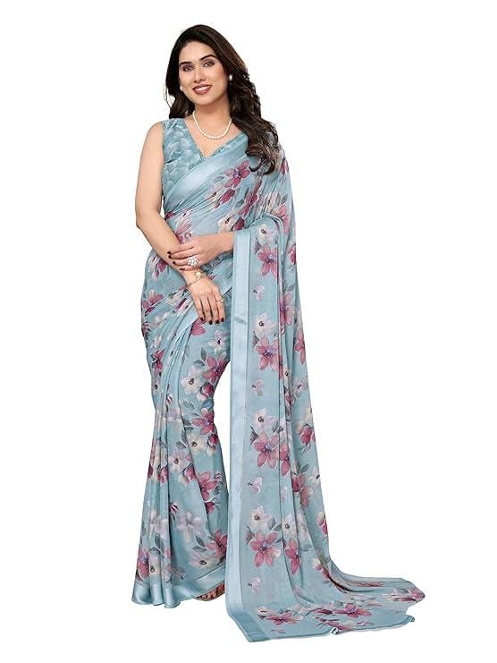 RAJESHWAR FASHION WITH RF Women's Bright Moss Silk Digital Printed Saree