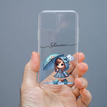 Personalized Cute Girl Transparent Silicon Case Customised with Name for Oppo, Vivo, Redmi, Realme, Poco, Mi, OnePlus, Samsung, iPhone, and More - design 40