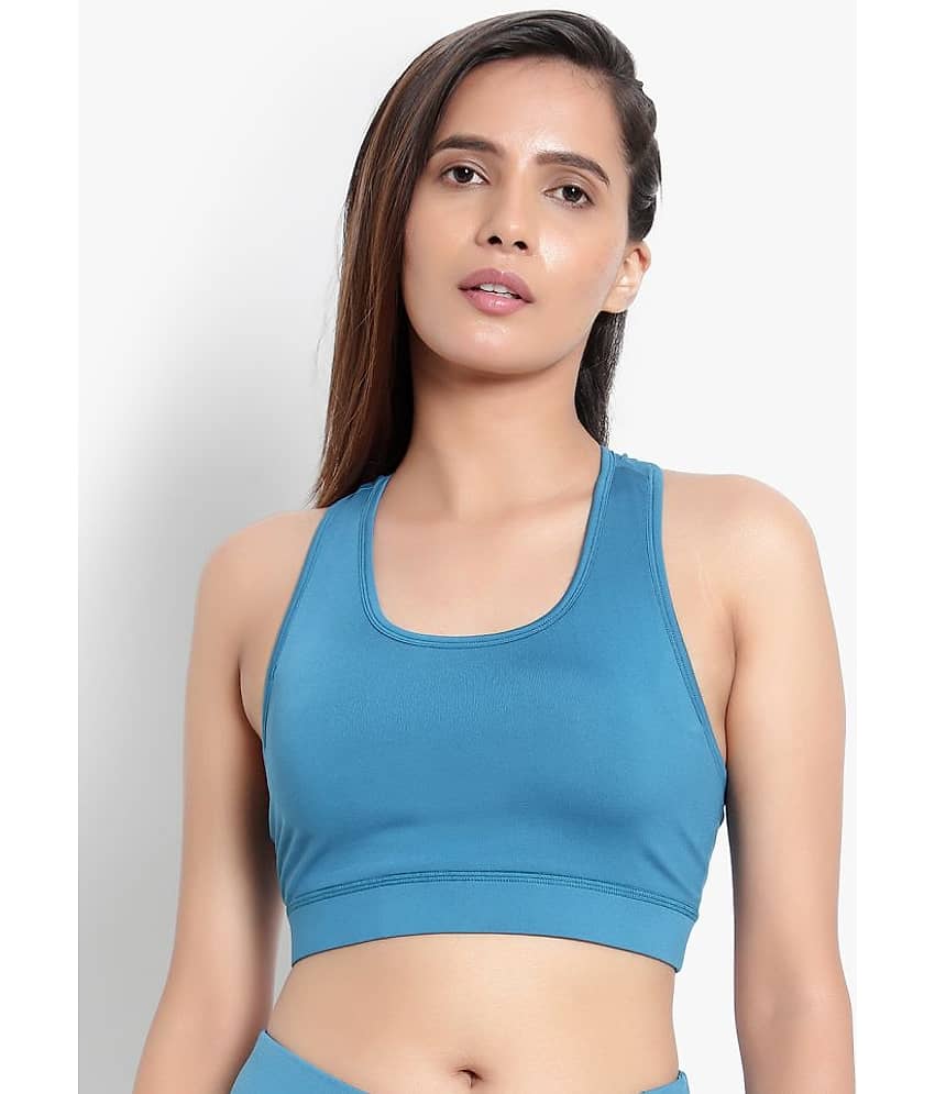 Wearjukebox - Blue Polyester Lightly Padded Women's Sports Bra ( Pack of 1 )