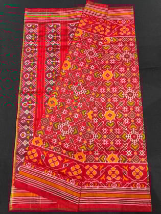 Pochampally Ikkat Silk Patola Red Sari