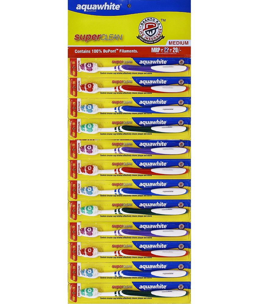 aquawhite Super Clean ( pack of 12) Toothbrush Pack of 12