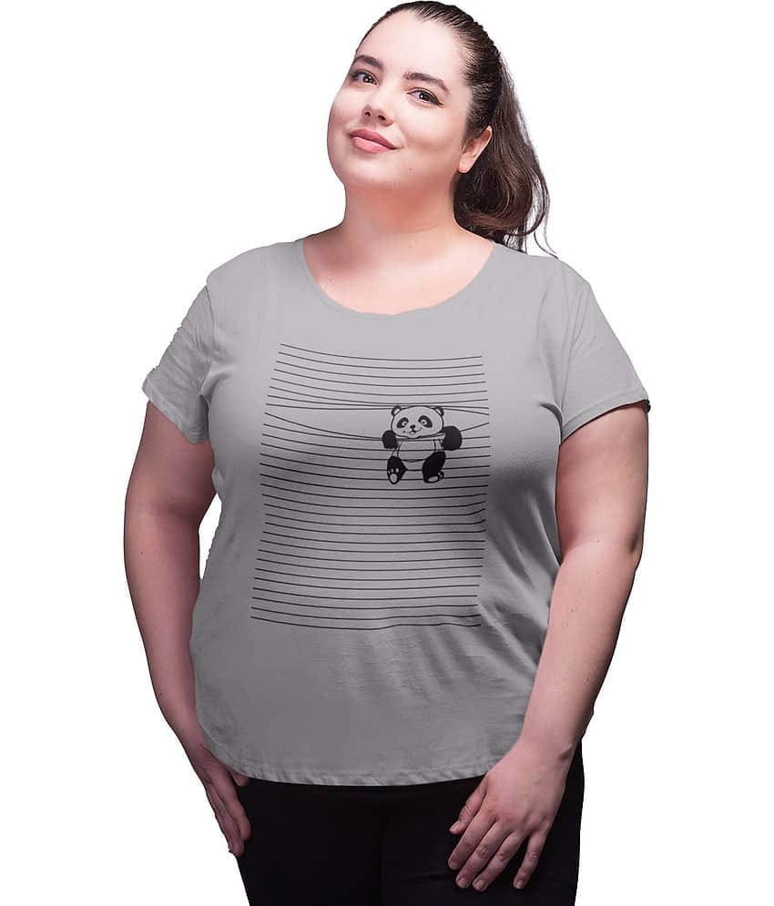 Neo Garments Women Cotton Printed Regular Fit Round Neck T-Shirt ( Grey )