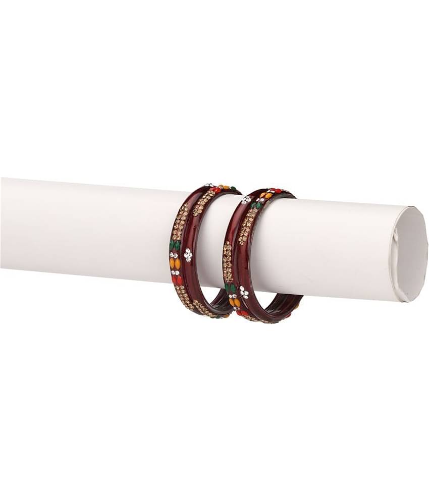 Party Glass Bangle Set Ornamented With Beads For Spaical Look (Pack Of 4 Multi Shining & Attractive