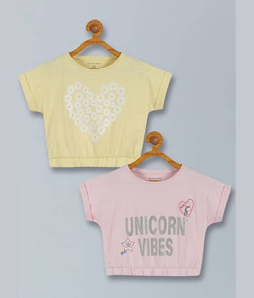 PLUM TREE Pack of 2 Girls 100% Cotton Top ( Yellow )