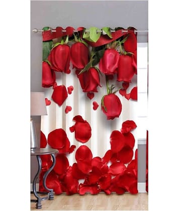 MAHALUXMI COLLECTION Single Window Semi-Transparent Eyelet Polyester Curtains Multi Color