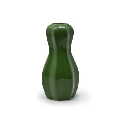 Groove Ceramic Vase 6.5 inches-Green