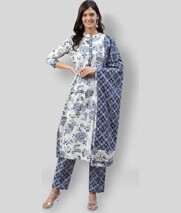 JC4U - Blue Straight Cotton Women's Stitched Salwar Suit ( Pack of 1 )