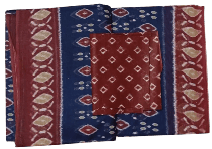 Navy Blue Cotton Saree with Blouse