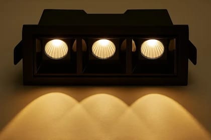 SPARKWORLD Rectangular 3x2W LED Spot Light Spot Light Ceiling Lamp (Black) | Colour: 6W