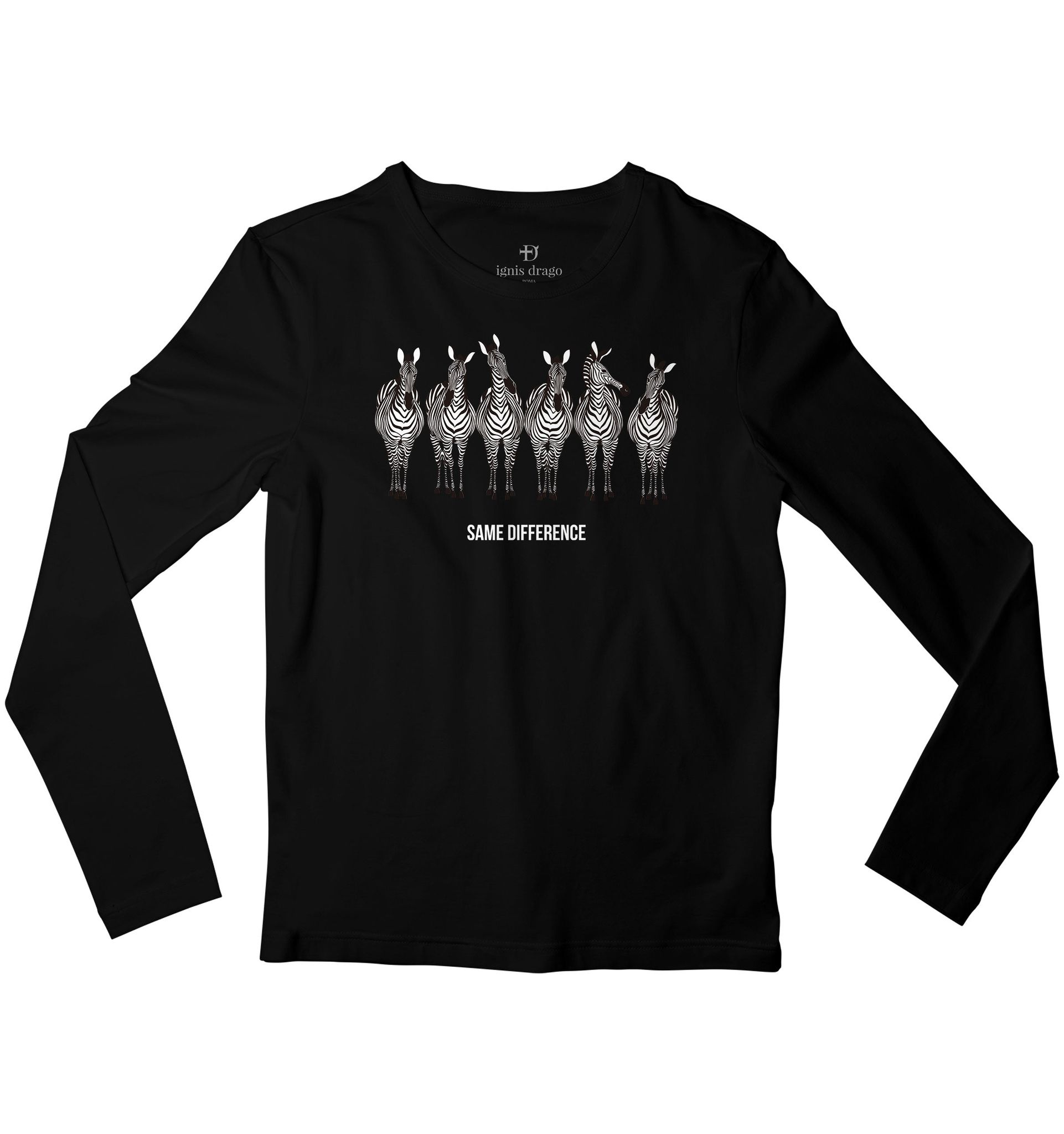 Zebra Herd Full Sleeve T-shirt-38 - S / Black