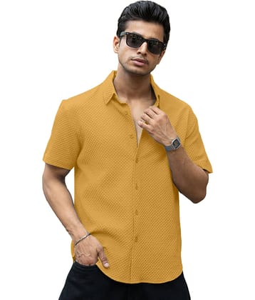 color bucket Cotton Blend Regular Fit Popcorn Textured Half Sleeves Men's Casual Shirt - Yellow ( Pack of 1 )