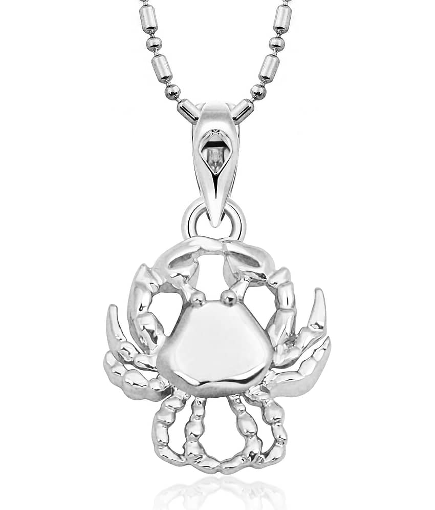 Vighnaharta Zodiac sign CANCER (Kark Rashi) Rhodium Plated Alloy Pendant for Men and Women -[VFJ1265PR]