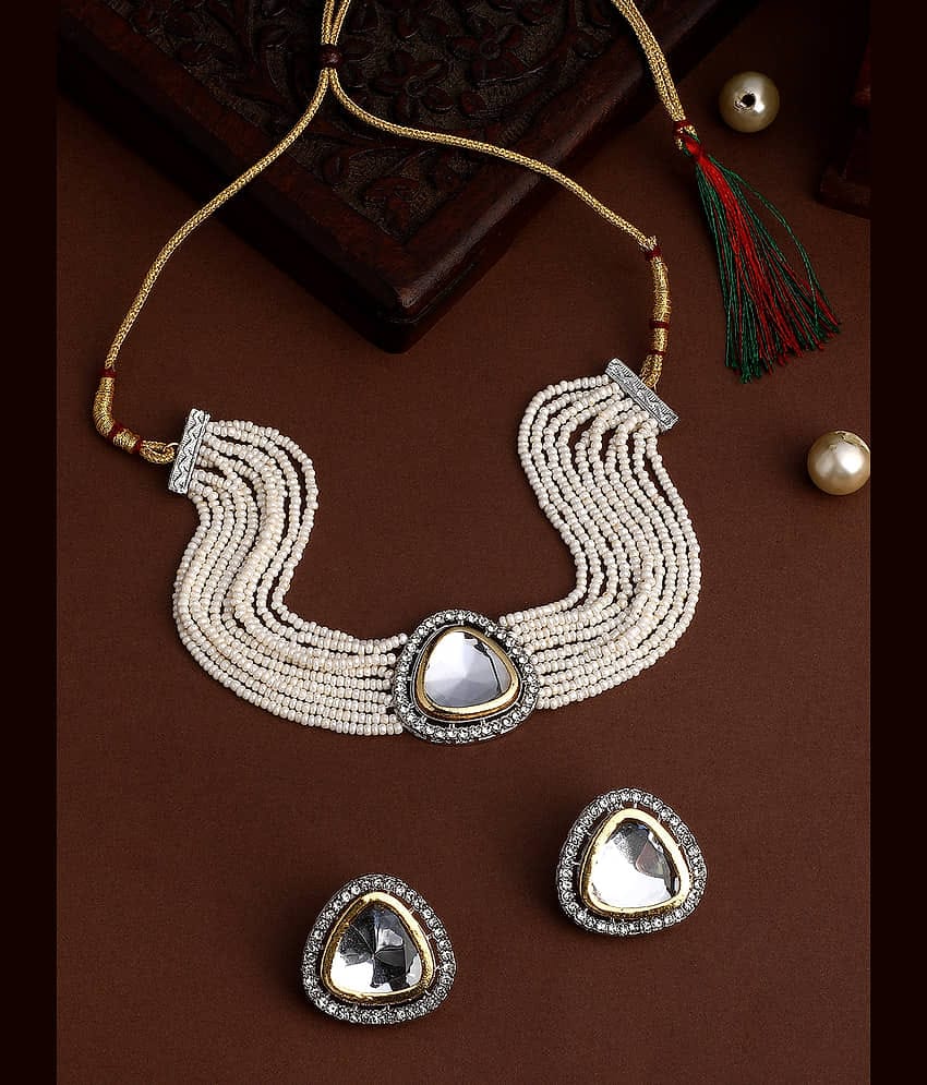 Asmitta Jewellery Golden Alloy Necklace Set ( Pack of 1 )
