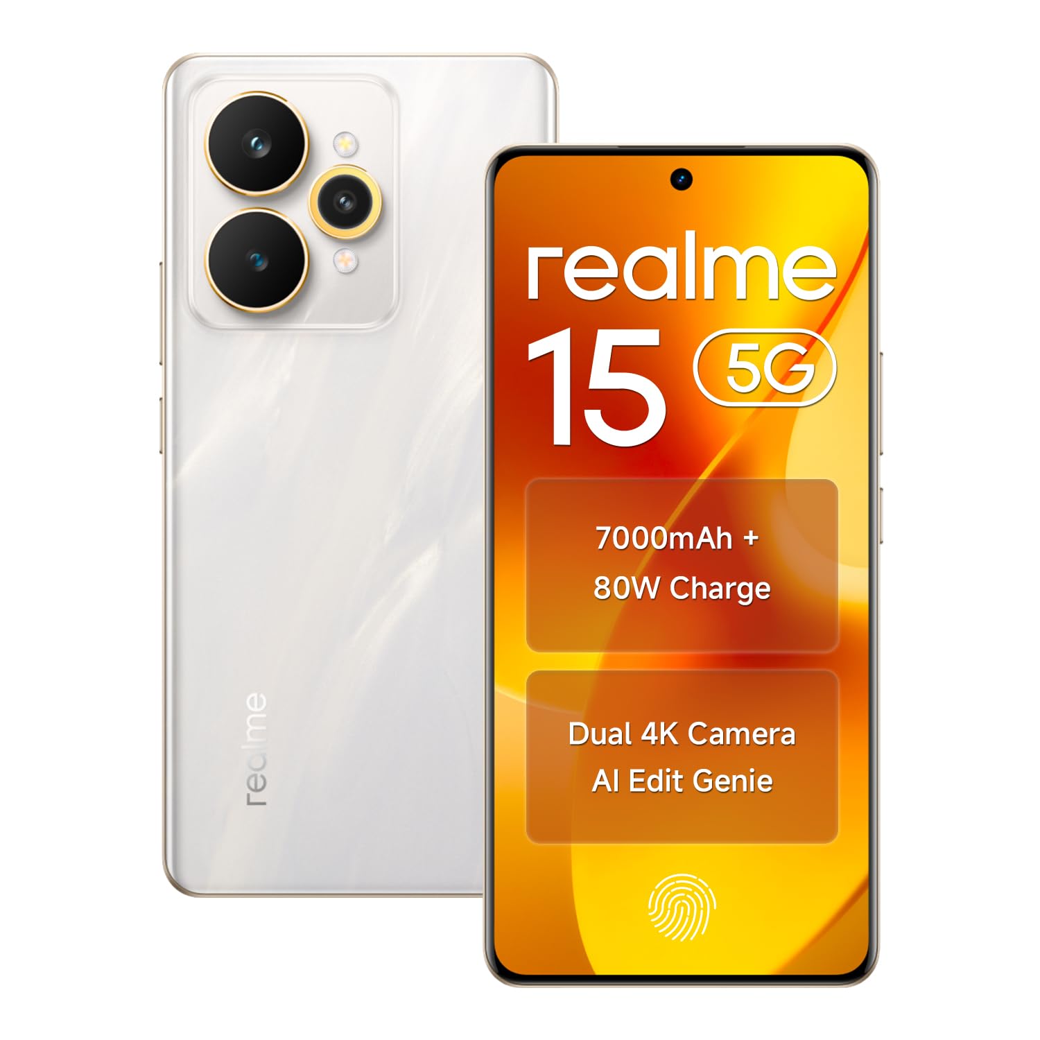 Realme 15 Smartphone 5G 128GB ROM 8GB RAM 6.8" AMOLED Display 144Hz, 7000mAh Battery 80W Fast Charge IP69 Waterproof 50MP AI Camera Silver