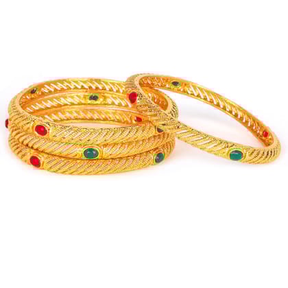 Set of 4 Matte Gold Plated Bangles