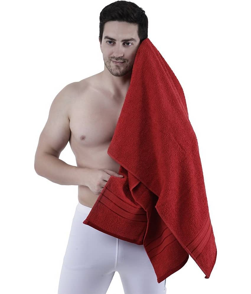 Dollar Cotton Striped 500 -GSM Bath Towel ( Pack of 1 ) - Red