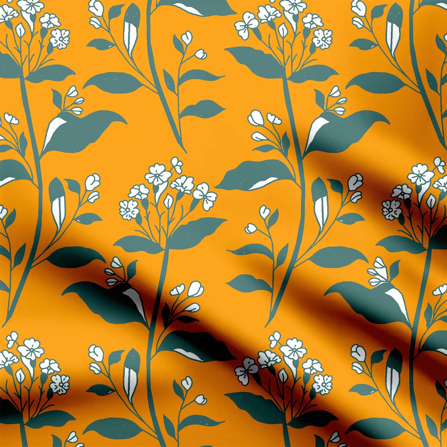Tone Flower Print Fabric-Cotton