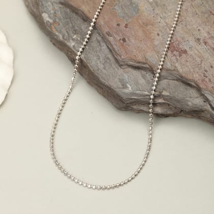 Sterling Silver Beaded Chain Necklace for Women & Men | Minimalist Lightweight Chain | Everyday Jewelry