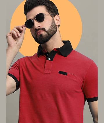 GET GOLF Pack of 1 Cotton Blend Regular Fit Solid Half Sleeves Men's Polo T Shirt ( Red )