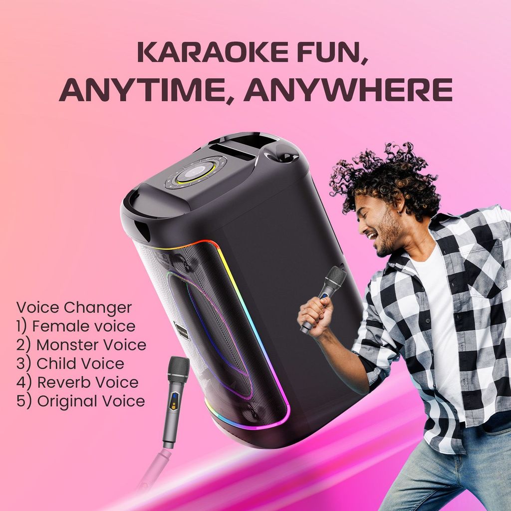 CELLECOR CBS-06 Boom Box | 8" Speaker Driver | BT v5.3 | SD Card Support | Wireless Microphone - Black