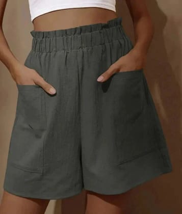 Women's Summer High Waist Wide Leg Casual Shorts-S / Black