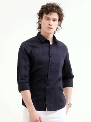 Midnight Navy Classic Checks Shirt-XL / Navy