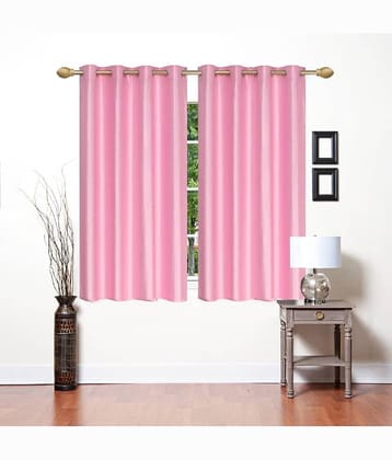 N2C Home Solid Semi-Transparent Eyelet Curtain 5 ft ( Pack of 2 ) - Pink