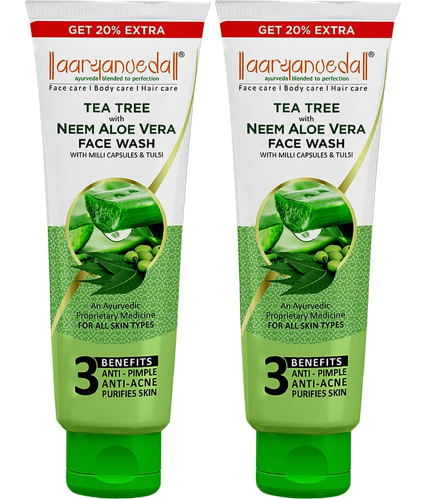 Aaryanveda Tea Tree Face Wash with Neem & Aloe Vera , Anti-Acne, Oil Control, 120 ml (Pack of 1)