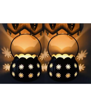 Urban hemlet Black Table Top and Hanging Metal Tea Light Holder - Pack of 1