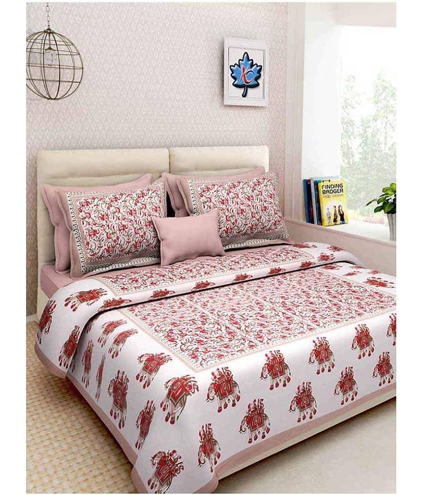 Uniqchoice Cotton Double Bedsheet with 2 Pillow Covers ( 240 cm x 215 cm )