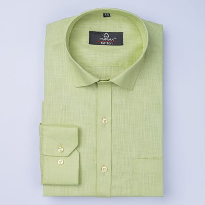 Light Green COLOR LINEN COTTON SHIRT FOR MEN-M (38 Inch) (98 CM) / Full