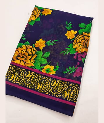 ANAND SAREES Georgette Printed Chanderi saree With Unstitched Blouse Piece ( Yellow )