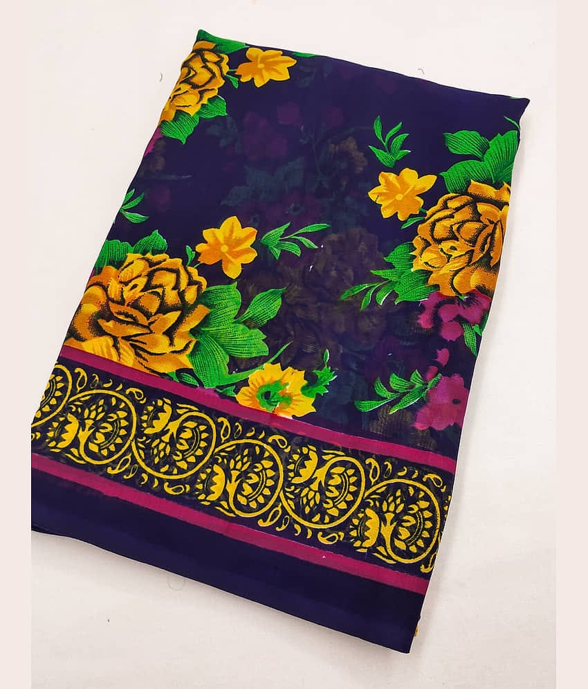ANAND SAREES Georgette Printed Chanderi saree With Unstitched Blouse Piece ( Yellow )