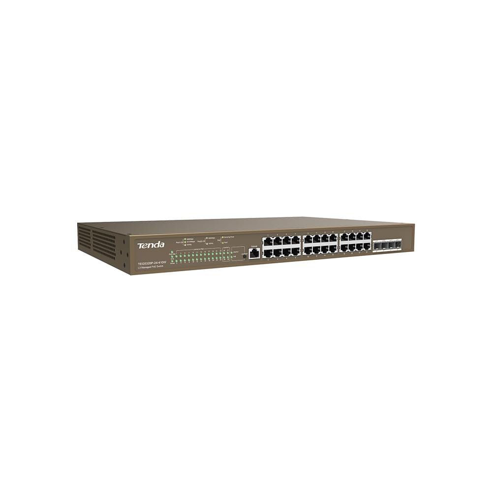 Tenda TEG5328P-24-410W 28-Port L3 Managed PoE Switch, 24 x 10/100/1000Mbps Ports, 1000Mbps Network, 410W Power