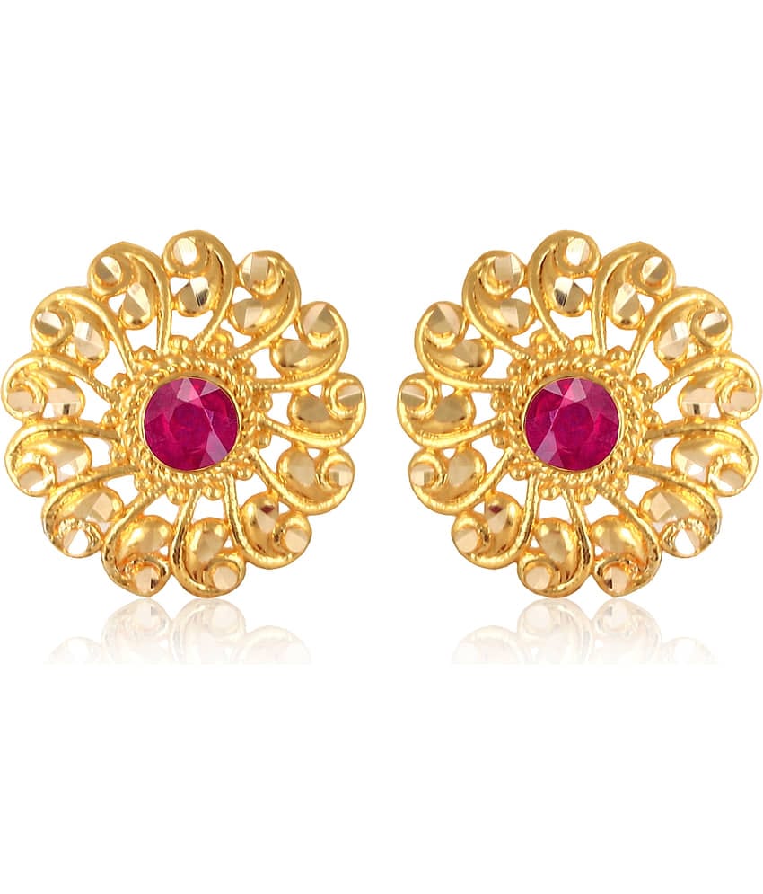 Vighnaharta Golden Stud Earrings ( Pack of 1 )