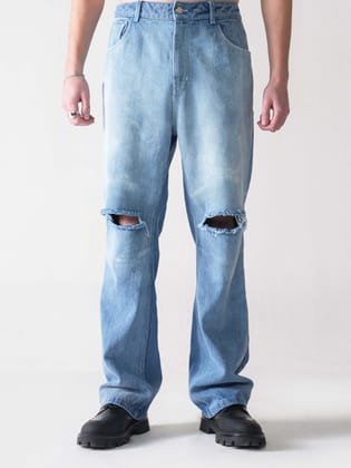 HEFT WASHED RIPPED JEANS-XS
