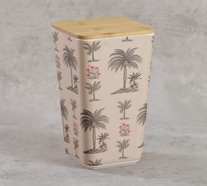 India Circus Chevron Palms Medium Bamboo Jar
