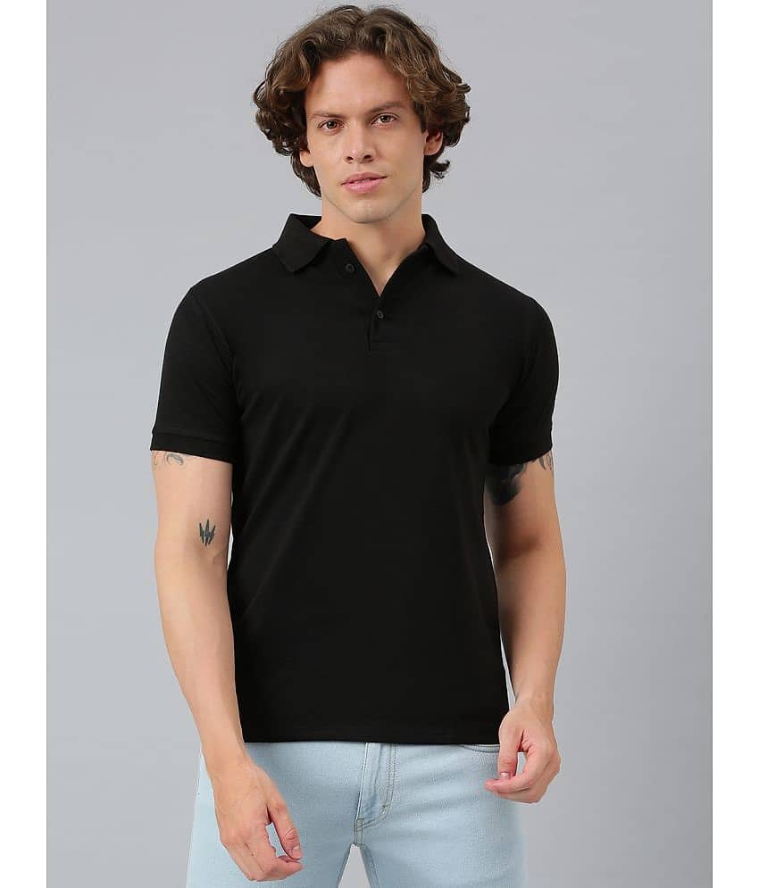 Flamboyant Pack of 1 Cotton Regular Fit Solid Half Sleeves Men's Polo T Shirt ( Black )