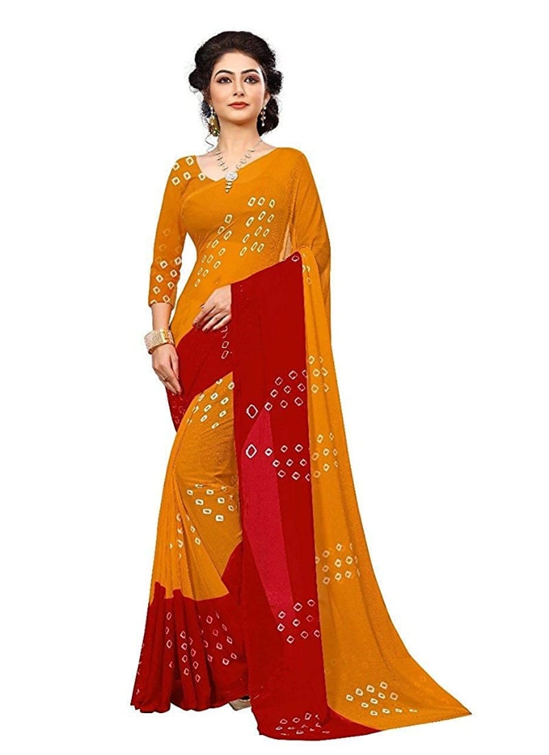 Generic Women's Chiffon Saree (Yellow, 5 - 6 Mtrs)