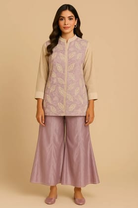 Silk Thread Work Top Organza Pants Set.