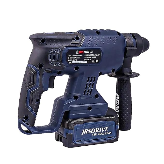 Eastman Cordless Brushless Rotary Hammer 500W with Lithium Battery, 22mm chuck, 1400RPM No Load Speed, 4700BPM impact Energy Comfort Grip and Free Socket Drilling Machine (ECHD-22)