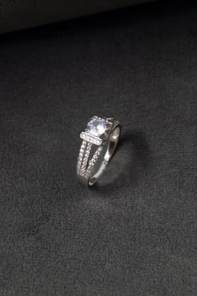 It's A Yes - Solitaire Sterling Silver Statement Ring-US 7 = 17.3mm Diameter / Silver