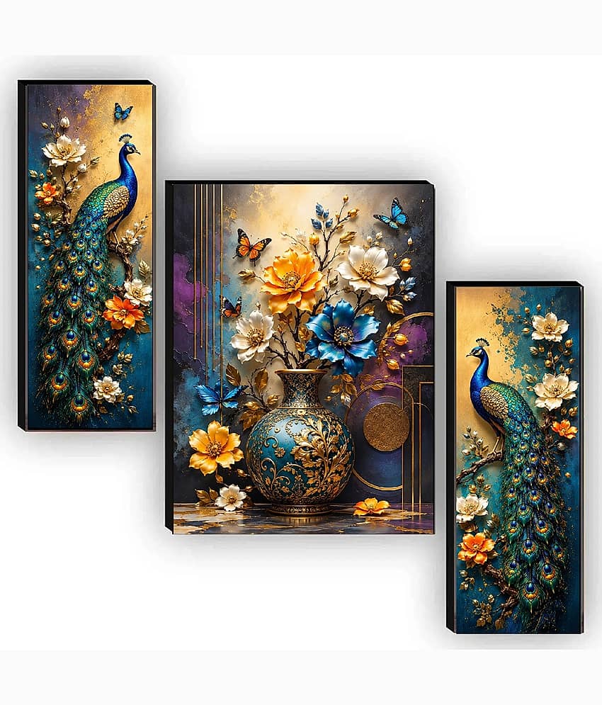 SNDArt Set Of 3 Modern Art Deer Wall Paintings For Living Room Without Frame 30x2x45 (cm)