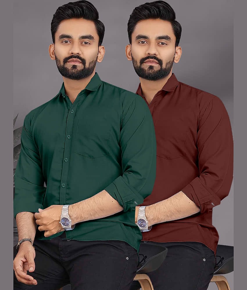 ALY JOHN Cotton Regular Fit Full Sleeves Men's Formal Shirt - Multicolor 3 ( Pack of 2 )